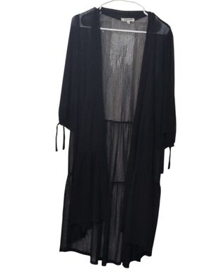 Amber Skies Black Sheer Open Front Sheer Duster, Size Large, Beautiful 🤩